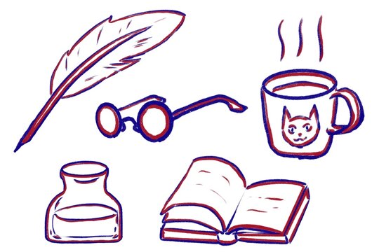 読書、学びアイコンセット、白背景、jpeg