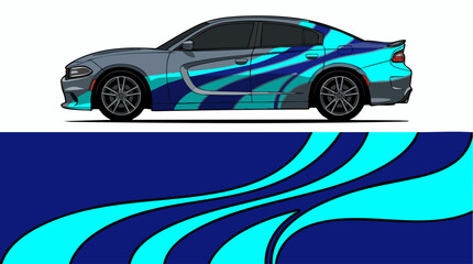 Fototapeta premium Sporty Car Decal Graphic Wrap Design.