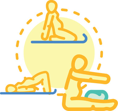 Pregnant woman experiencing difficulty maintaining a stable seated position. Indicating discomfort or an inability to sit properly due to various physical conditions or activities like intense sports