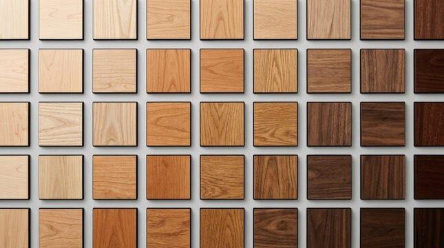 A detailed wood texture background featuring a variety of timber samples in a grid pattern.