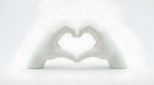 White Sculptural Hands Forming a Heart Shape to Represent Love, Care, Unity, and Connection