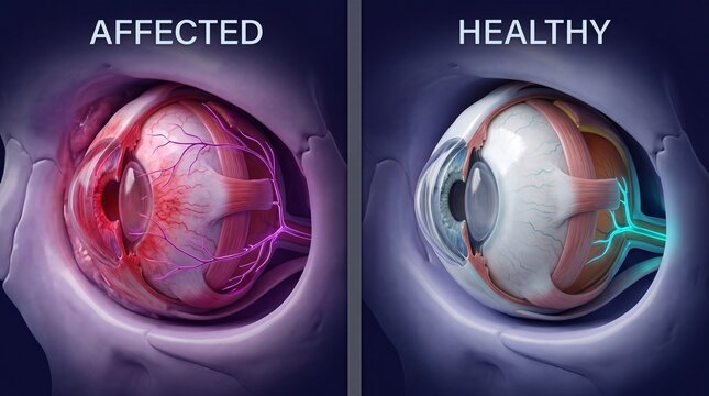 Eye Inflammation Scleritis and Healthy Eye Orbit 3D Visual