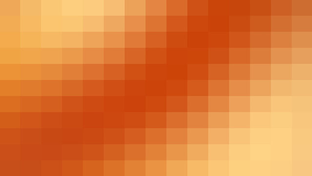Modern pixel art mosaic background in warm orange and yellow tones, digital pixelated gradient pattern for technology website or creative graphic design project