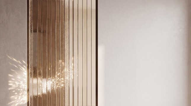 Minimalist Interior Background with Fluted Glass and Copy Space