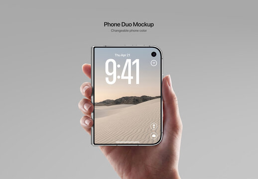 Phone Duo Mockup - Hand Holding Phone