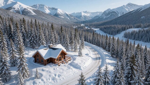 Beautiful winter landscape snowy mountain range sky blue clear mountains covered blanket snow center there sma