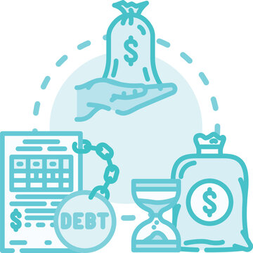 Business process illustrating the financing cycle, managing money operations, and credit transactions for business growth and financial stability