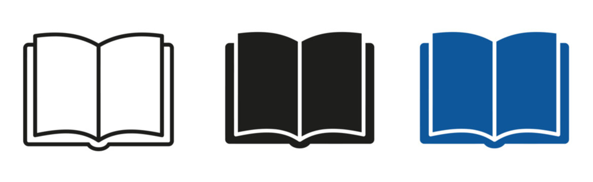 Open book icon with visible pages for reading, education, study, literature, learning, knowledge, and academic design.