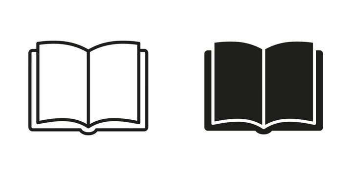 Open book icon featuring visible pages for reading, education, study, literature, learning, knowledge, and academic concepts.