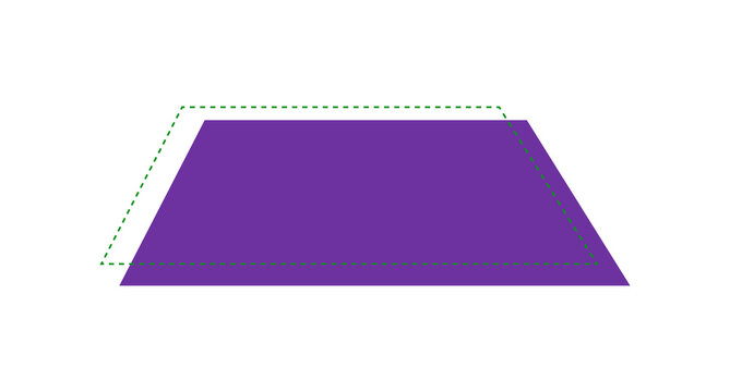 Purple Trapezoid Banner Label with Geometric Shape and Stitched Border Promotional Design