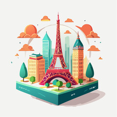 Obraz premium Tour Eiffel stylisée dans un décor urbain coloré