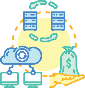 Account enablement and data migration concept. Cleansing conversion, access governance, deployment mapping icon vector illustration