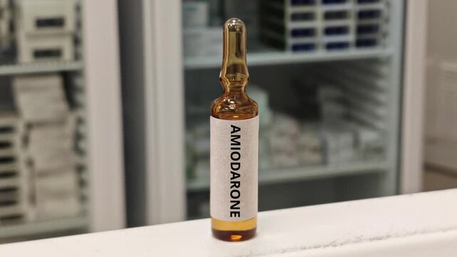 AMIODARONE antiarrhythmic medicine in an injection ampoule for cardiac rhythm disorders