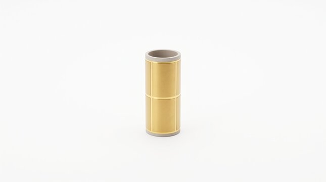 Piezoelectric scanner tube for Atomic Force Microscopy. Hollow ceramic cylinder with gold electrode quadrants. High precision topographical imaging hardware isolated on white background.