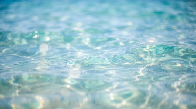 Clear shallow tropical ocean water surface with sun reflection ripples tropical sunlight swimming