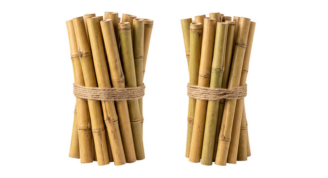 bamboo sticks bundle isolated on isolated on transparent background