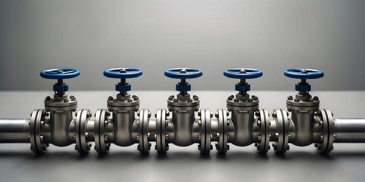 Completed practical result featuring a stainless industrial pipe manifold with distinct valves and seals, as one decisive focal grouping for process engineering and utilities; result communication