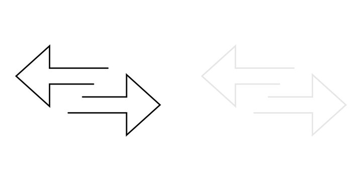 Two thin line arrows pointing in opposite directions as a symbol for exchange or navigation