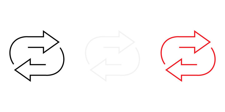 Set of three colorful circular arrows icons showing refresh or reload action