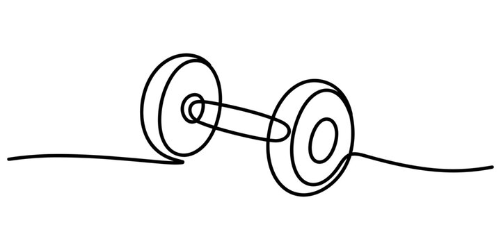 Continuous single line drawing of a dumbbell gym weight for fitness and exercise Vector, illustration