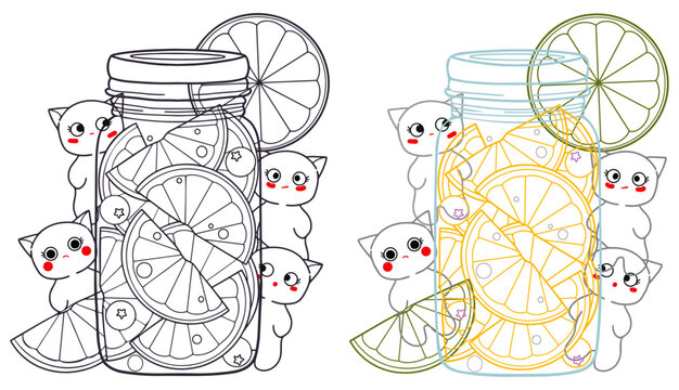 cat and lemonade in a jar