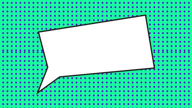 Blank White Speech Bubble on Halftone Background, Comic Dialogue Pop Art Animation, Pop Art Speech Bubble Animation on Halftone Dot Background.