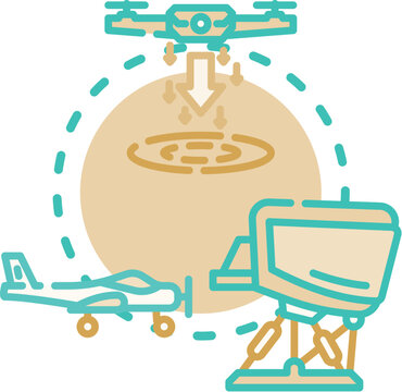 Airport staff performing ground support operations, including marshalling aircraft, conducting drone inspections, and utilizing specialized vehicle equipment for efficient aviation services