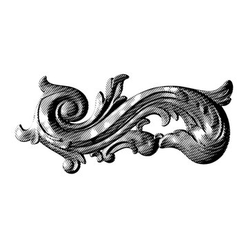 Flowing Acanthus Scroll in Black Engraving