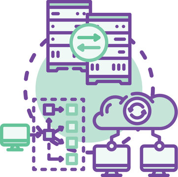Successor software language concept. Deployment scripting, replacement compatibility, paradigm evolution icon vector illustration
