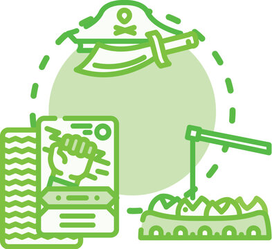 Tabletop roleplaying concept. Worldbuilding character, narrative adventure, imagination gameplay icon vector illustration