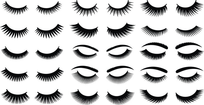Assortment of Black Eyelash Silhouettes eyelashes beauty