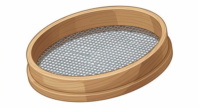 Traditional Wooden Sieve and Sifter with Metal Mesh Screen for Flour and Seed Filtering