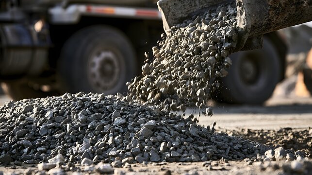 High quality image of gravel pouring from truck