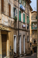 Fototapeta premium Traditional colorful Mediterranean houses in the Old Town of Ventimiglia, Italy