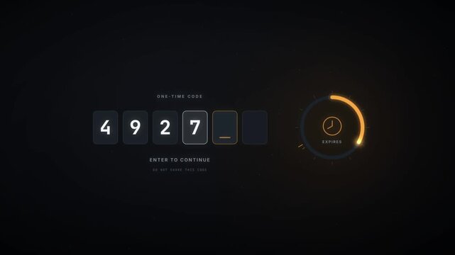 One time passcode expiring on a countdown ring before a new verification code is sent