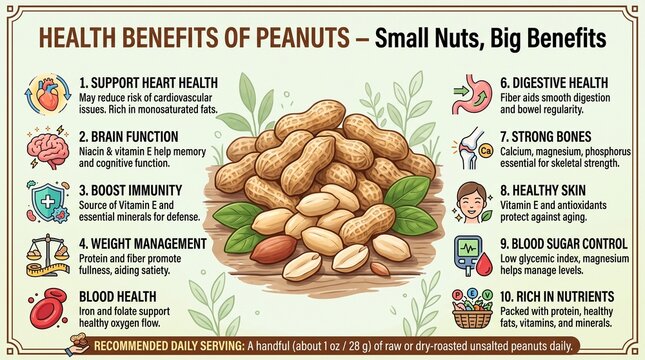 Nutritional Health Benefits of Peanuts Infographic Poster