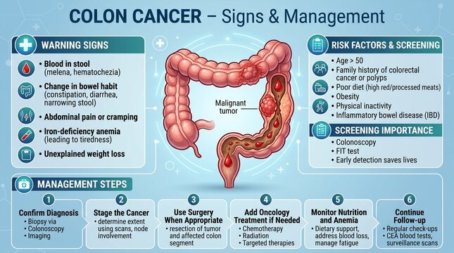 Colon Cancer Signs and Management Educational Infographic