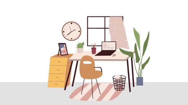 vector animated minimalist workspace setup