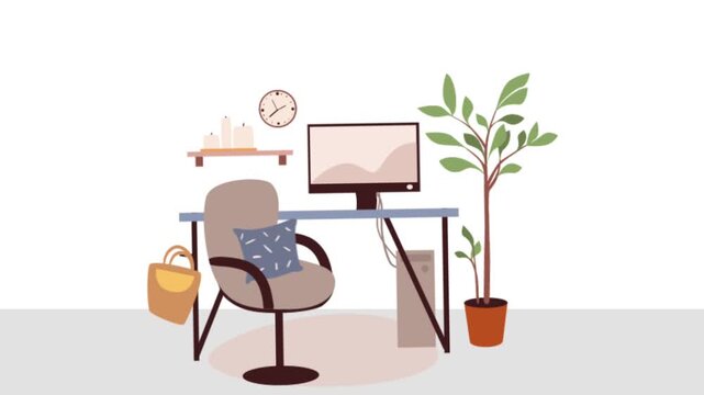 vector animated minimalist workspace setup