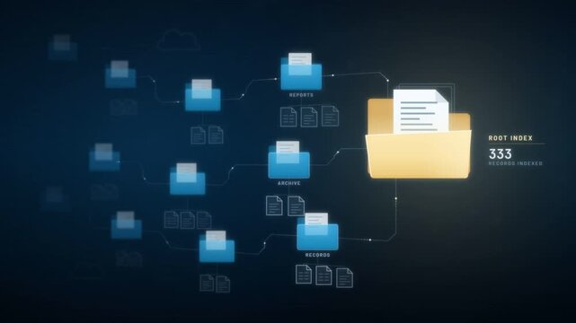 File directory tree expanding from a root folder as the record index counter climbs