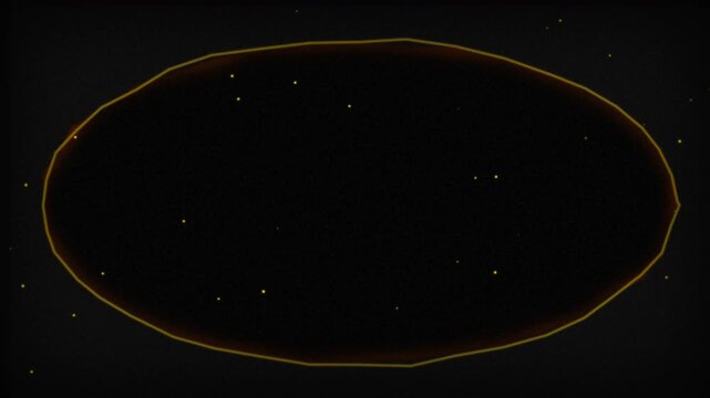Abstract glowing yellow oval shape with shimmering particles on a dark textured background, perfect for motion graphics, digital art and abstract backgrounds
