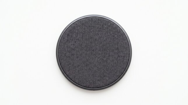 Modern Dark Gray Fabric Wireless Charging Pad on White Background