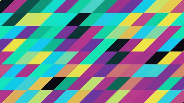 Abstract Geometric Pattern With Moving Colorful Diagonal Parallelograms