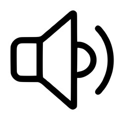 Loudspeaker box sound icon vector illustration with curved sound waves hand drawn black line design for audio technology and music themes minimalist outline graphic © Nathan