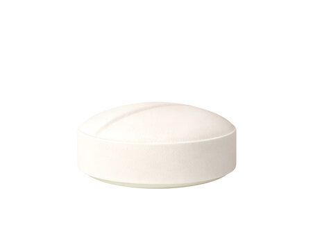 White round pill with flat edges and center score