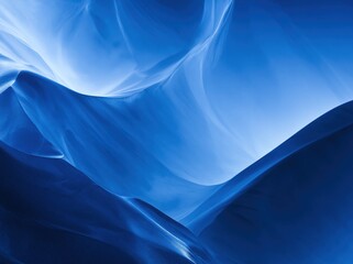Fototapeta premium Abstract blue slot canyon rock texture with smooth curves