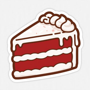 Red velvet cake slice sticker with cream cheese frosting