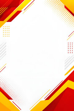 Modern red and yellow abstract geometric border frame background