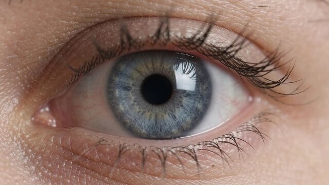 Extreme Close Up of Human Blue Eye Looking Forward
