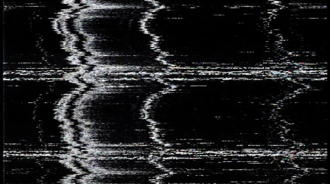 Abstract digital glitch background with static noise and VHS signal interference